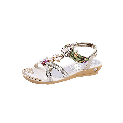 

Women's Sandals Flat Sandal Spring & Summer / Fall & Winter Flat Heel Open Toe Casual Minimalism Daily Party & Evening Synthetics Walking Shoes Gold / Silver