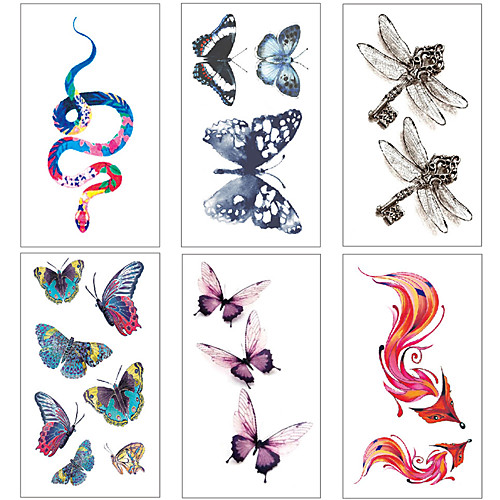 

6 pcs Temporary Tattoos Water Resistant / Waterproof / Mini Style / Safety Face / Body / Hand Water-Transfer Sticker Body Painting Colors