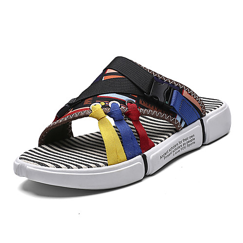 

Men's Canvas Summer Slippers & Flip-Flops Walking Shoes Breathable White / Black / Rainbow