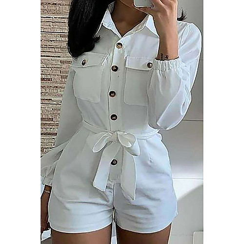 

Women's White Romper Onesie, Solid Colored S M L
