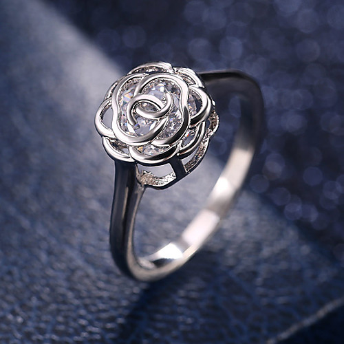 

Women's Ring Belle Ring AAA Cubic Zirconia 1pc Rose Gold White Copper Rose Gold Plated Silver-Plated Irregular Statement Luxury Party Evening Gift Jewelry Geometrical Wearable