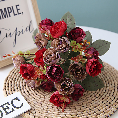 

30CM 7 Fork 21 Head Diamond Rose European Artificial Simulation Decoration Flower Wedding 1 Bunch