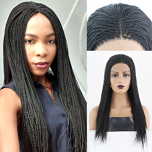 

Synthetic Lace Front Wig Box Braids Plaited Middle Part Braid Lace Front Wig Pink Long Black#1B Synthetic Hair 18 24 inch Women's Soft Party Women Black Pink