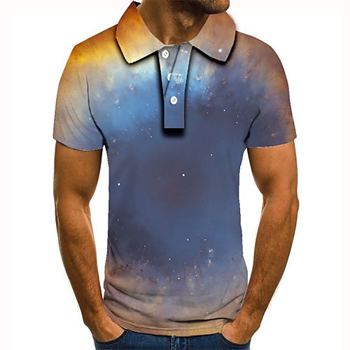 

Men's 3D Polo Basic Daily Shirt Collar Rainbow / Short Sleeve