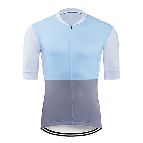 

21Grams Men's Short Sleeve Cycling Jersey Polyester Blue Dark Navy Patchwork Bike Jersey Top Mountain Bike MTB Road Bike Cycling UV Resistant Breathable Quick Dry Sports Clothing Apparel / Stretchy