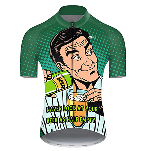 

21Grams Men's Short Sleeve Cycling Jersey Polyester Black / Green Polka Dot Gradient Oktoberfest Beer Bike Jersey Top Mountain Bike MTB Road Bike Cycling Breathable Quick Dry Ultraviolet Resistant