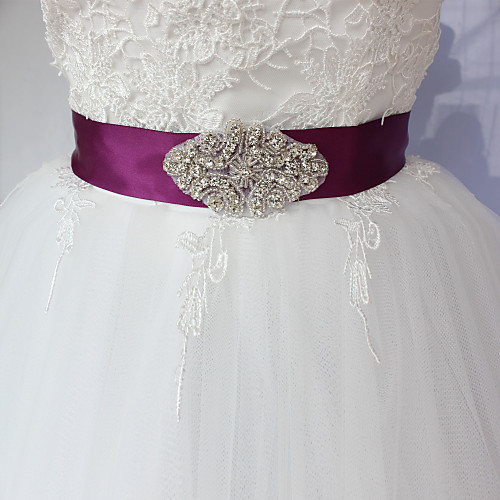 

Satin / Tulle Wedding / Party / Evening Sash With Belt / Appliques / Crystals / Rhinestones Women's Sashes