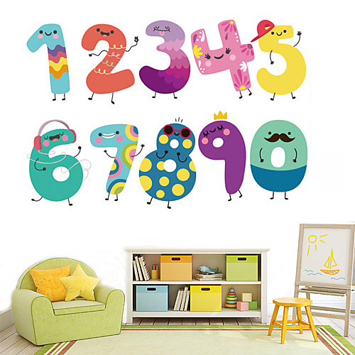 

Cartoon Number Animals Wall Sticker Removable PVC Cute Numbers Art Decal For Children's Bedroom Diy Home Decer