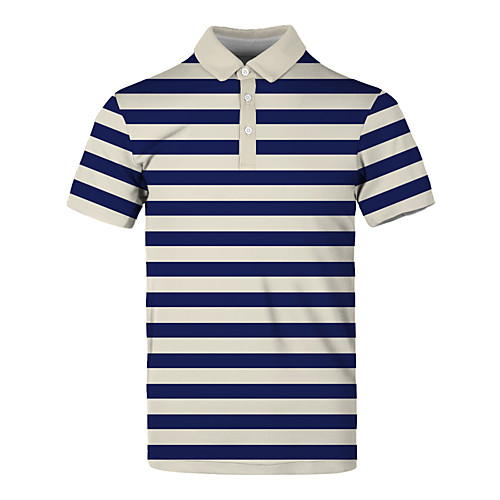 

Men's Striped Polo Basic Elegant Daily Work Navy Blue