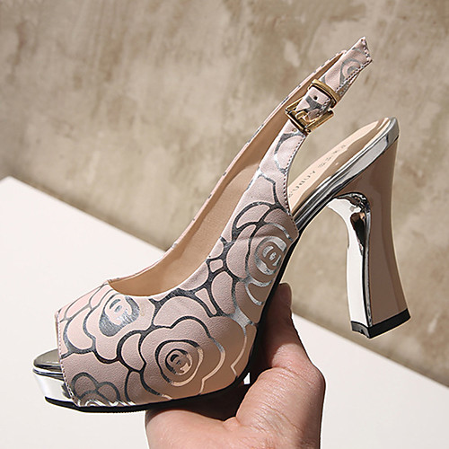 

Women's Sandals Heel Sandals Spring & Fall / Spring & Summer Pumps Peep Toe Daily Party & Evening PU White / Black / Light Pink