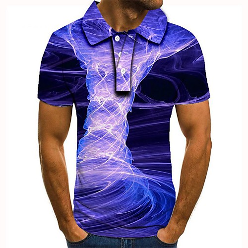 

Men's Graphic 3D Print Print Polo Daily Purple / Short Sleeve