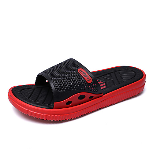 

Men's Fall / Spring & Summer Casual Daily Outdoor Slippers & Flip-Flops Walking Shoes EVA(ethylene-vinyl acetate copolymer) Breathable Non-slipping Shock Absorbing Black and White / Black / Red