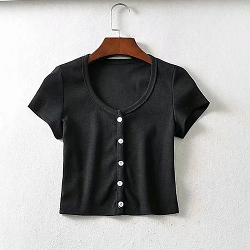 

Women's Solid Colored Slim Shirt Daily V Neck White / Black / Purple / Red / Gray / Light Blue