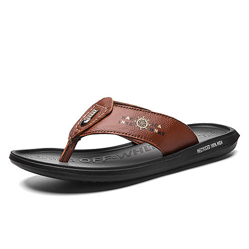 

Men's Fall Casual Daily Outdoor Slippers & Flip-Flops PU Breathable Non-slipping Shock Absorbing Light Brown / Dark Brown / Burgundy Color Block