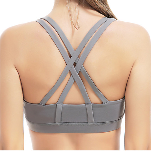 

Women's Sports Bra Medium Support Cross Back Removable Pad Fashion White Black Yellow Blue Gray Yoga Running Fitness Bra Top Sport Activewear Breathable Comfort Quick Dry Freedom Stretchy