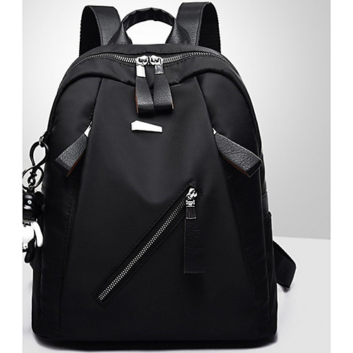

Large Capacity Oxford Cloth Zipper Commuter Backpack Solid Color Daily Black / Red / Khaki