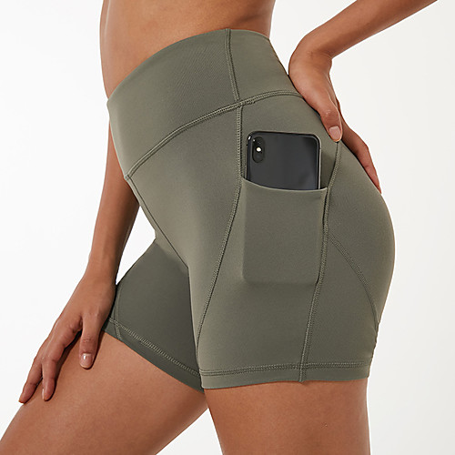 

Women's High Waist Yoga Shorts Pocket Fashion Dark Purple Dark Green Elastane Running Fitness Gym Workout Shorts Bottoms Sport Activewear Breathable Comfort Tummy Control Butt Lift Power Flex High