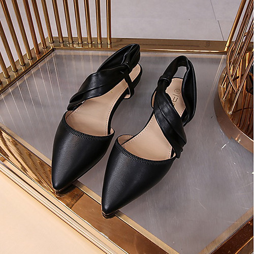 

Women's Sandals Flat Sandal Summer Flat Heel Pointed Toe Daily PU Black / Beige