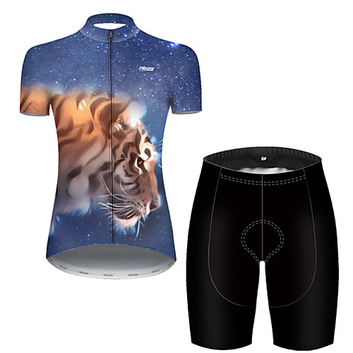 

21Grams Women's Short Sleeve Cycling Jersey with Shorts Nylon Polyester Black / Blue Galaxy Animal Tiger Bike Clothing Suit Breathable Quick Dry Ultraviolet Resistant Reflective Strips Sweat-wicking