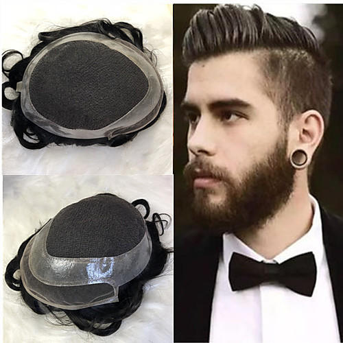 

Men's Human Hair Toupees Wavy Glueless Lace Front Best Quality / New / Hot Sale / Natural Hairline