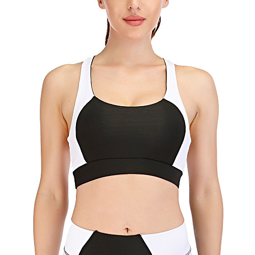 

Women's Sports Bra Medium Support Removable Pad Wirefree Fashion Black Yoga Running Fitness Bra Top Sport Activewear Breathable Comfort Quick Dry Freedom Stretchy