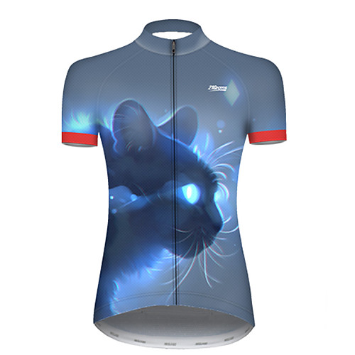 

21Grams Women's Short Sleeve Cycling Jersey Polyester RedBlue Galaxy Cat Animal Bike Jersey Top Mountain Bike MTB Road Bike Cycling Breathable Quick Dry Ultraviolet Resistant Sports Clothing Apparel