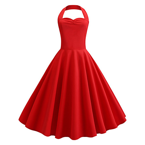 

Women's A Line Dress - Sleeveless Solid Color Summer Off Shoulder Work 2020 Black Red Navy Blue S M L XL XXL