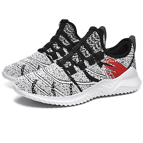 

Men's Spring & Summer Sporty Athletic Trainers / Athletic Shoes Running Shoes Elastic Fabric / Tissage Volant Non-slipping Black / Red / White Color Block