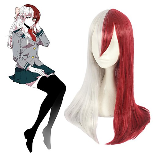 

My Hero Academia Boko No Hero Todoroki Shoto Cosplay Wigs Women's With Bangs 24 inch Heat Resistant Fiber kinky Straight Multi-color Teen Adults' Anime Wig