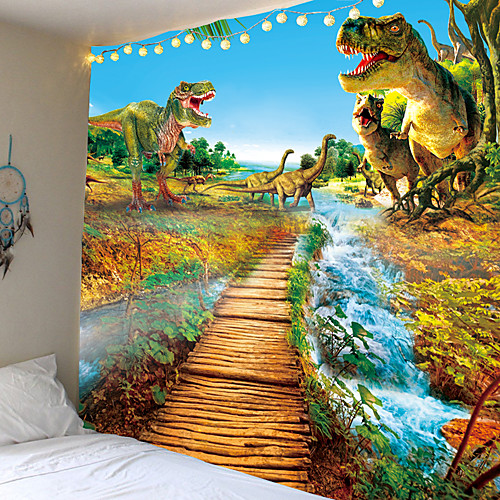 

Anime Dinosaur Tapijt Muur Opknoping lichtgewicht Polyester Stof Psychedelische Hippie Wandtapijten Kid Slaapkamer Bed Lakens