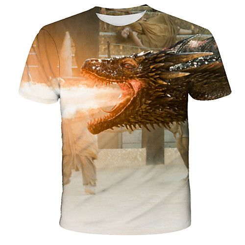 

Men's T shirt 3D Cartoon Print Short Sleeve Daily Tops Streetwear Exaggerated Rainbow