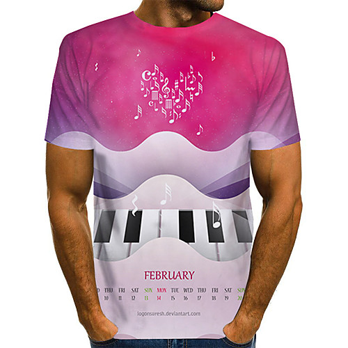 

Men's Plus Size 3D Print T-shirt Basic Daily Round Neck Fuchsia / Short Sleeve