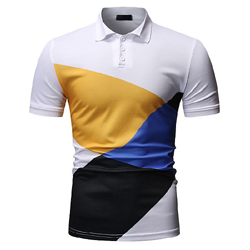 

Men's Polo Color Block Short Sleeve Daily Tops White Black