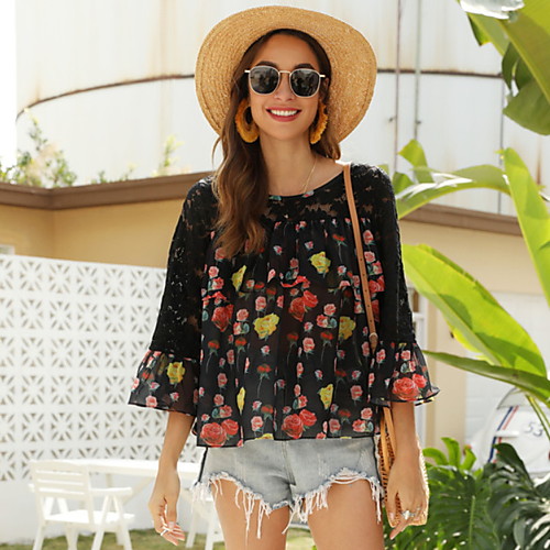 

Women's Floral Blouse Daily Black