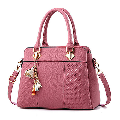 

Women's Zipper PU Top Handle Bag Solid Color Wine / Black / Red