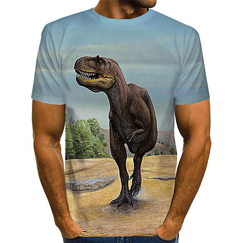 

Men's Plus Size 3D Print T-shirt Basic Daily Round Neck Light Blue / Short Sleeve