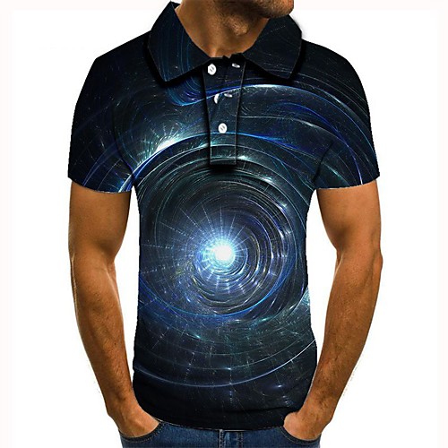 

Men's Graphic 3D Print Print Polo Daily Blue / Short Sleeve