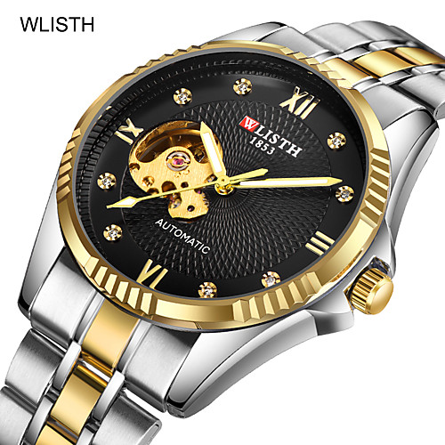 

WLISTH Men's Mechanical Watch Automatic self-winding Formal Style Modern Style Stainless Steel Gold 30 m Water Resistant / Waterproof Noctilucent Analog Casual Fashion - Gold White Black Two Years