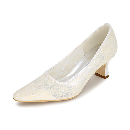 

Women's Wedding Shoes Spring / Summer Block Heel Pointed Toe Sweet Wedding Party & Evening Floral Lace White / Black / Red