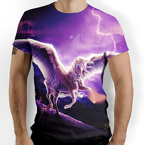 

Men's Graphic Animal Horse T-shirt Basic Elegant Daily Going out Purple