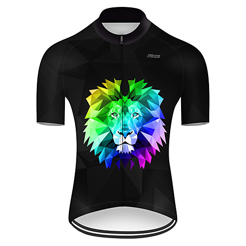 

21Grams Men's Short Sleeve Cycling Jersey Polyester Black / Blue Animal Lion Bike Jersey Top Mountain Bike MTB Road Bike Cycling Breathable Quick Dry Ultraviolet Resistant Sports Clothing Apparel