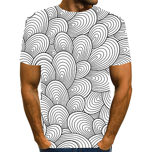 

Men's Plus Size Color Block Abstract Print T-shirt Basic Exaggerated Daily Weekend Round Neck Rainbow / Short Sleeve