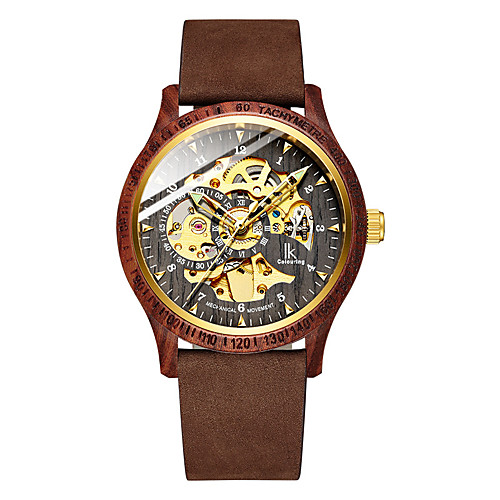 

Mechanical Watch Automatic self-winding Genuine Leather Water Resistant / Waterproof Analog - Digital Fashion Big Face - Green Brown Gray