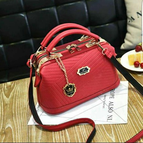 

Women's Zipper PU Top Handle Bag Solid Color Wine / Black / Blue