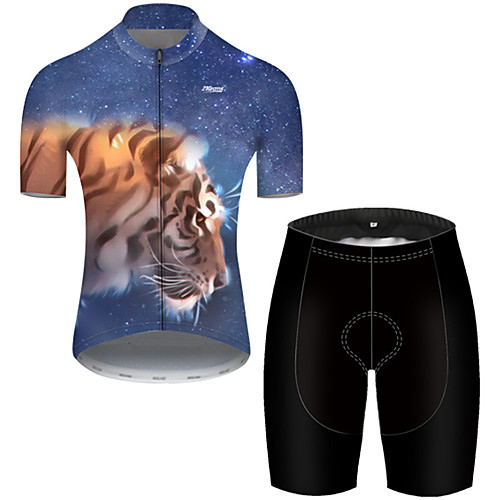 

21Grams Men's Short Sleeve Cycling Jersey with Shorts Nylon Polyester Black / Blue Galaxy Animal Tiger Bike Clothing Suit Breathable Quick Dry Ultraviolet Resistant Reflective Strips Sweat-wicking