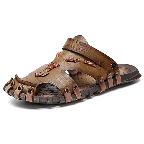

Men's Summer Casual Daily Sandals PU Non-slipping Black / Khaki / Brown