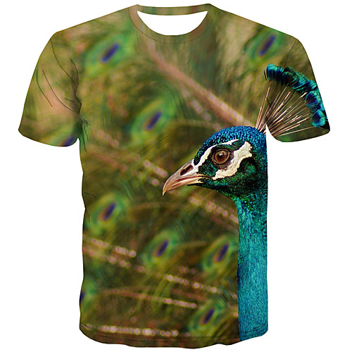 

Men's Plus Size 3D Print T-shirt Street chic Daily Round Neck Rainbow / Short Sleeve