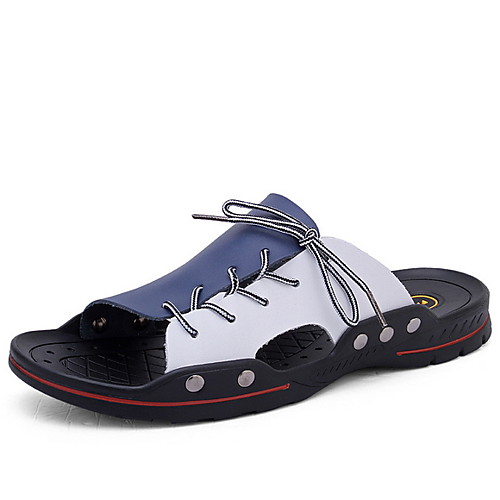 

Men's Summer Outdoor Sandals PU Non-slipping Black and White / White / Blue / White Color Block