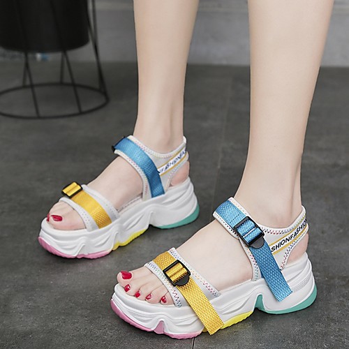 

Women's Sandals Platform Sandal Summer Platform Open Toe Daily PU White / Black / Green