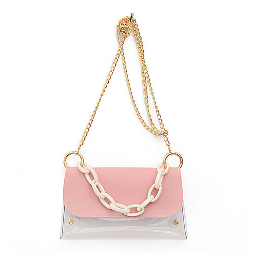 

Women's Chain PVC / PU Top Handle Bag Solid Color White / Black / Blue